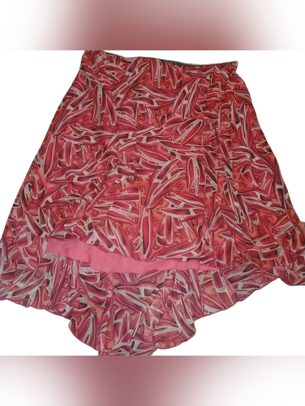 Lane Bryant Women's Coral Pink And Cream Patterned A-Line High-low Skirt 18/20